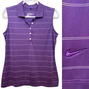 NWOT Nike Golf Tour Polo Top Sleeveless Performance Dri-FIT Purple Striped Women